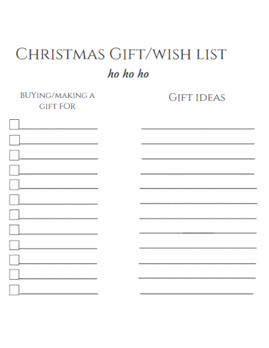 christmas wish list example