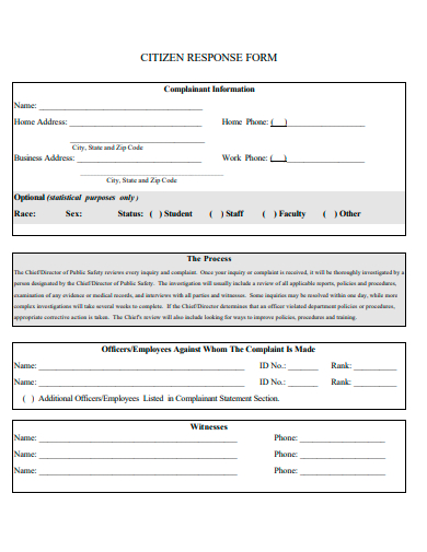 citizen response form template