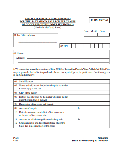 claim of refund application template