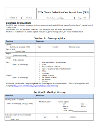clinical case report form
