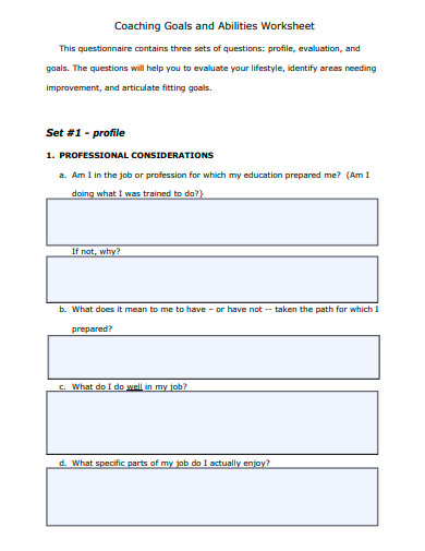 coaching goals and abilities worksheet template