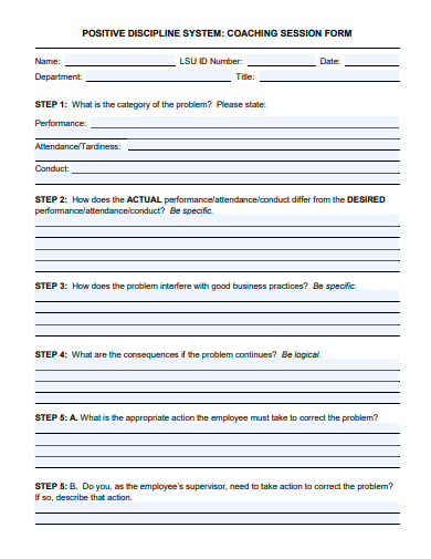 coaching session form template