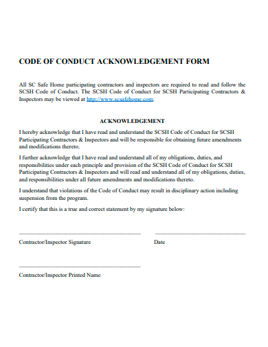 code of conduct acknowledgement form template1