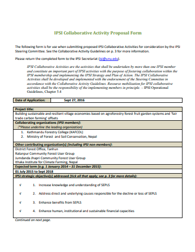 collaborative activity proposal form template