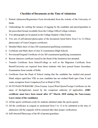 college admission application checklist