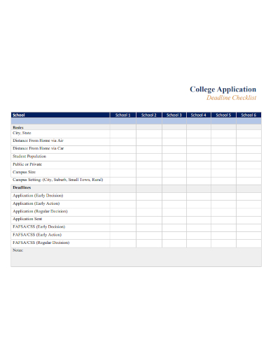 college application deadline checklist