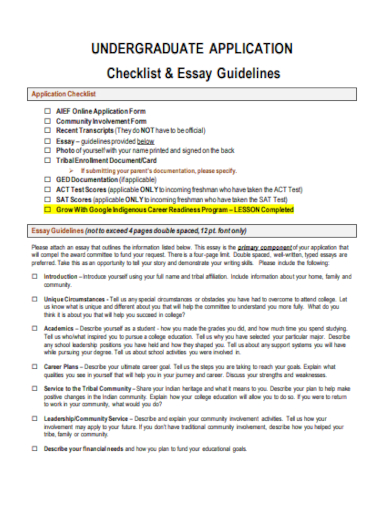 college application essay checklist