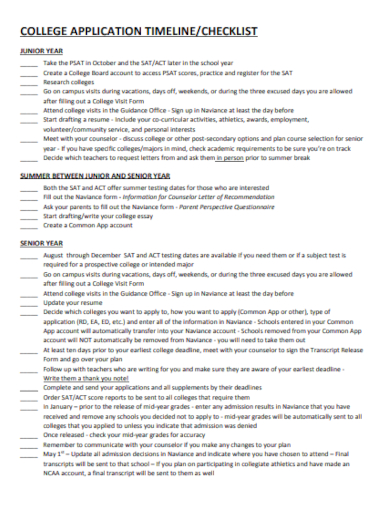 college application timeline checklist