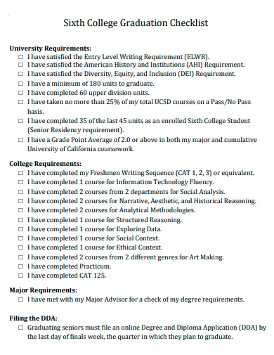 college graduation checklist template