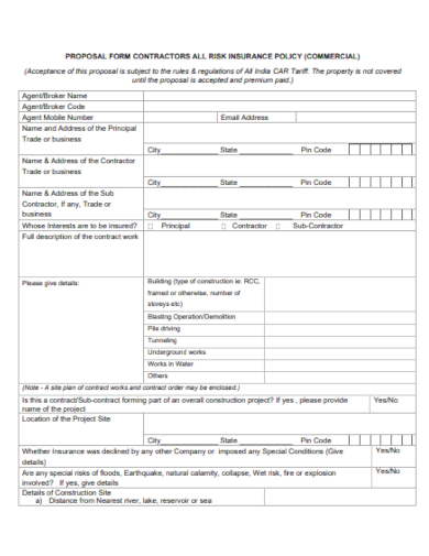 commercial contractor proposal form