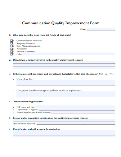 communication quality improvement form template