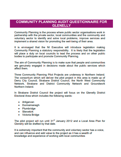 community planning audit questionnaire template