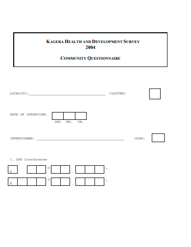 community questionnaire template