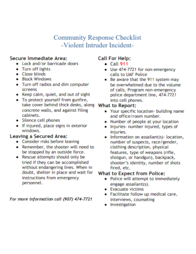 community response checklist
