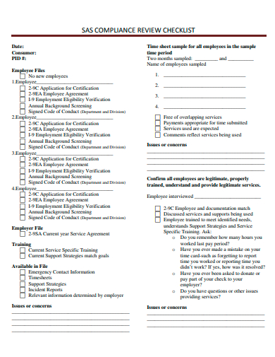 compliance review checklist template