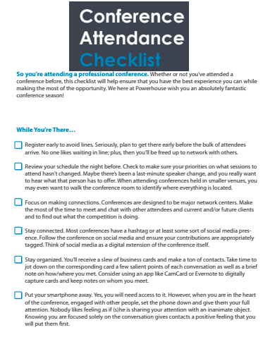 conference attendance checklist template