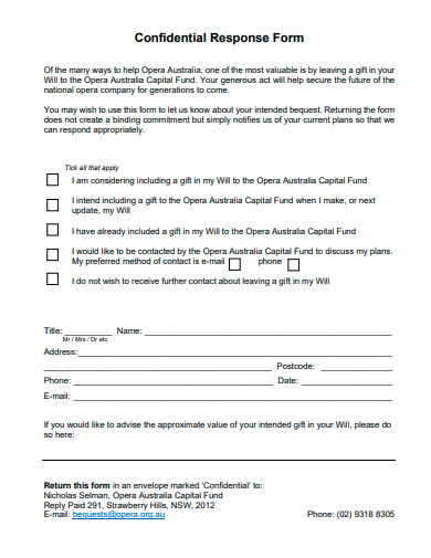confidential response form template