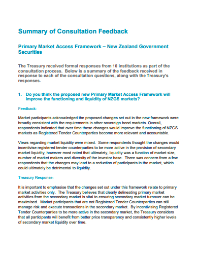 consultation feedback summary template