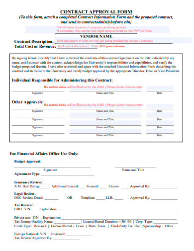 contract approval form template