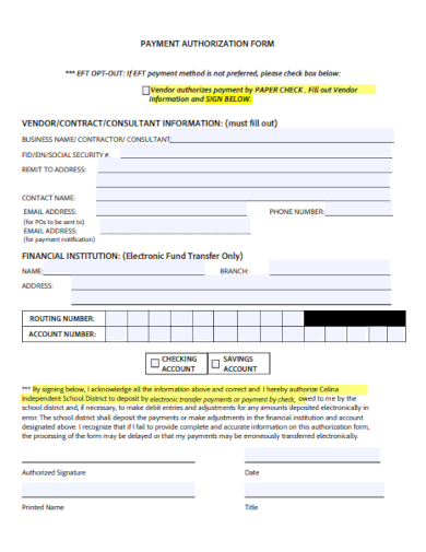contract payment authorization form