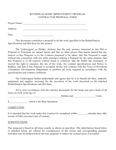 contractor program proposal form