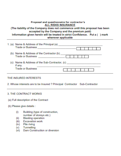 contractor proposal form template