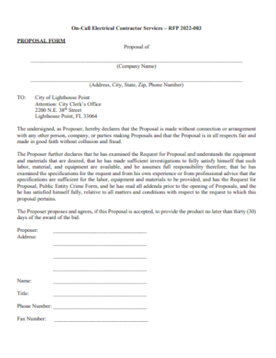 contractor services proposal form
