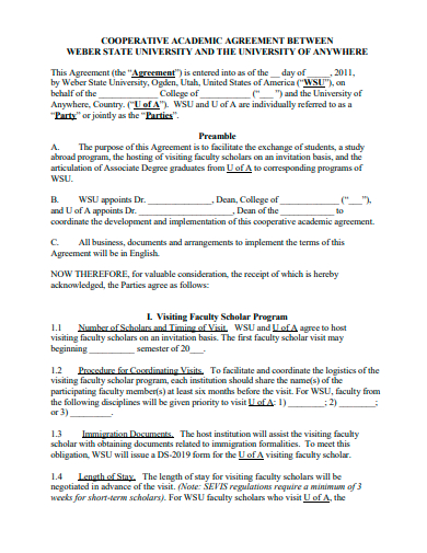 cooperative academic agreement template