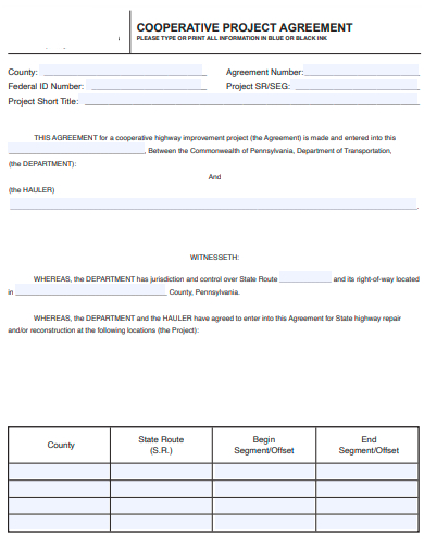 cooperative project agreement template