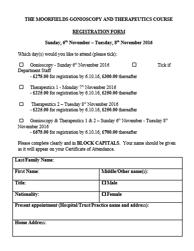 course registration form in doc