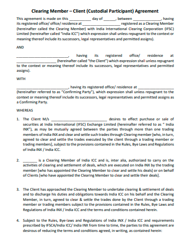 custodial participant agreement template