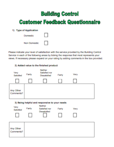 customer satisfaction feedback questionnaire