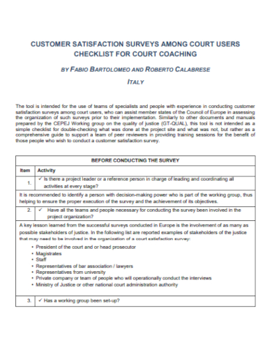 customer satisfaction survey checklist