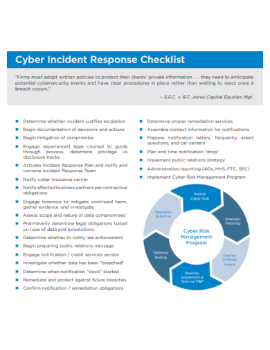 cyber incident response checklist