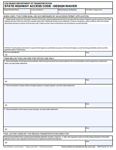 design waiver template