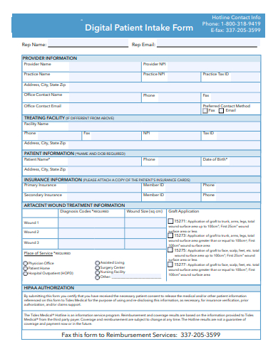 digital patient intake form template