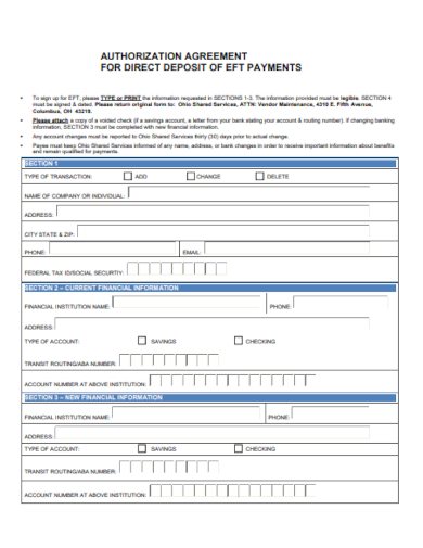 direct deposit payment agreement