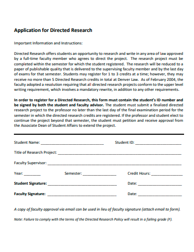 directed research application template