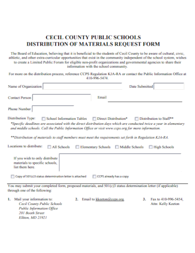 distribution of materials request form