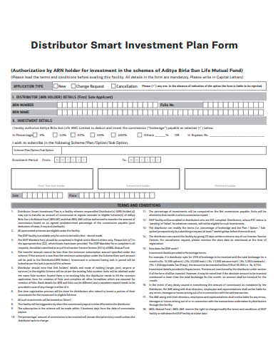 distributor smart investment plan form template