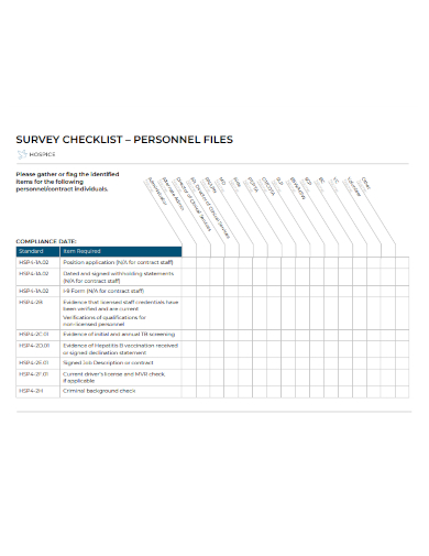 document survey checklist