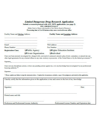 drug research application template