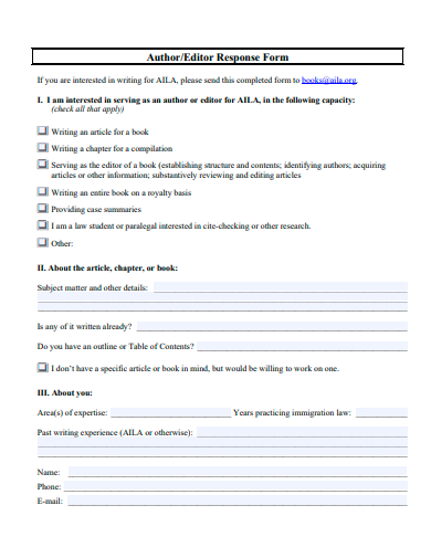 editor response form template