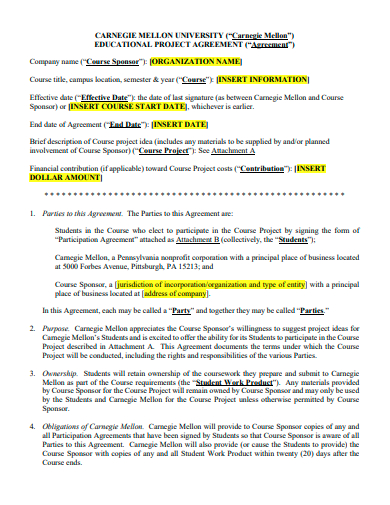educational project agreement template