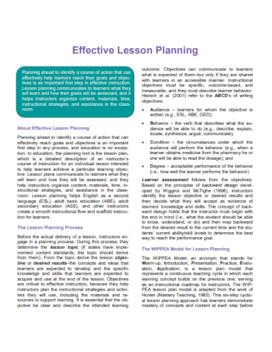 effective lesson planning