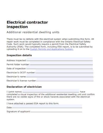 electrical contractor inspection form