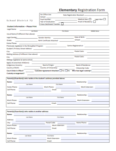 elementary school registration form