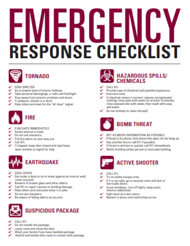emergency response checklist