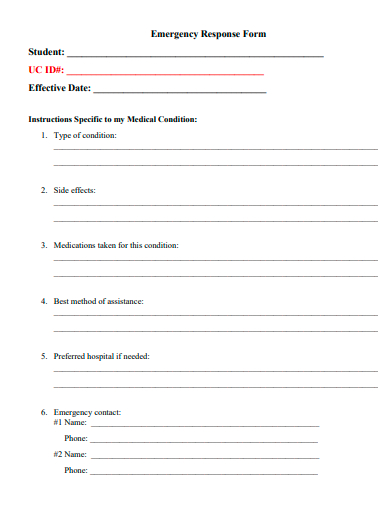 emergency response form template