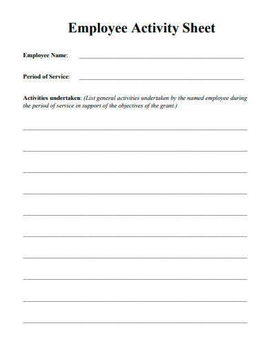 employee activity sheet template